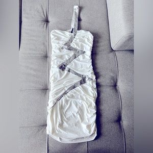 Forplay Born In Hollywood, Women’s Clubwear White Dress with Rhinestones Size S